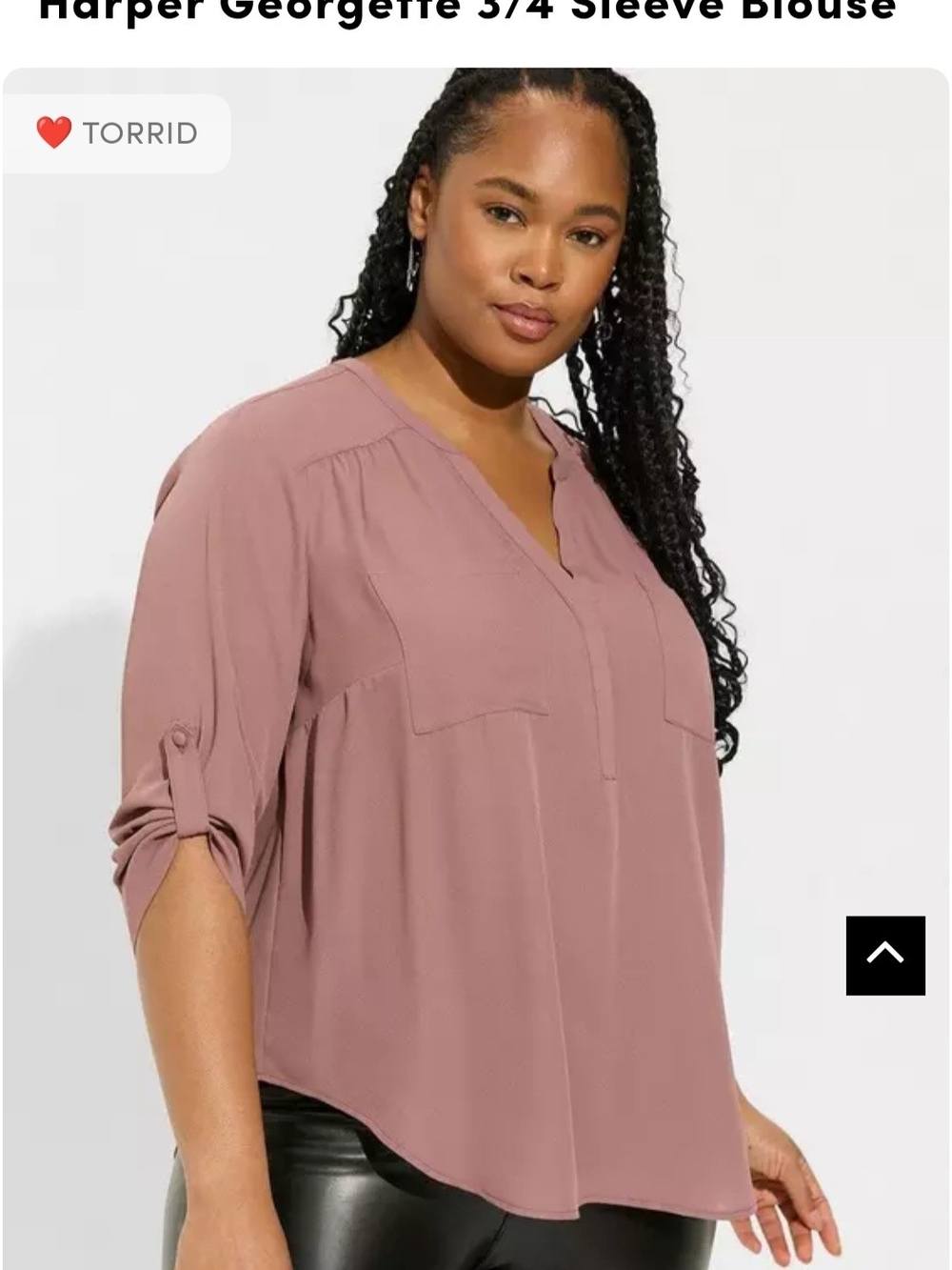 torrid Rose Mauve V-Neck Georgette 3/4 Sleeve Blouse